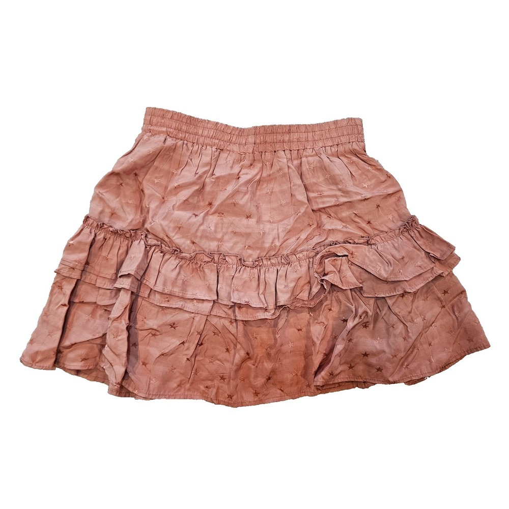 Storia Skirt Womens Small Pink Ruffle Mini Star Print Boho Cottagecore